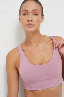 Bielizna sportowa damska - adidas Performance biustonosz do jogi CoreFlow Luxe Studio kolor różowy gładki - grafika 1