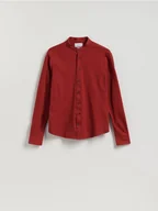 Koszule męskie - Reserved - Koszula super slim z bawełny egipskiej - karminowy - miniaturka - grafika 1