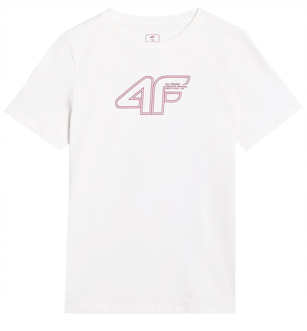 Koszulka dziewczęca 4F 4FJWAW25TTSHF2388 biała-128