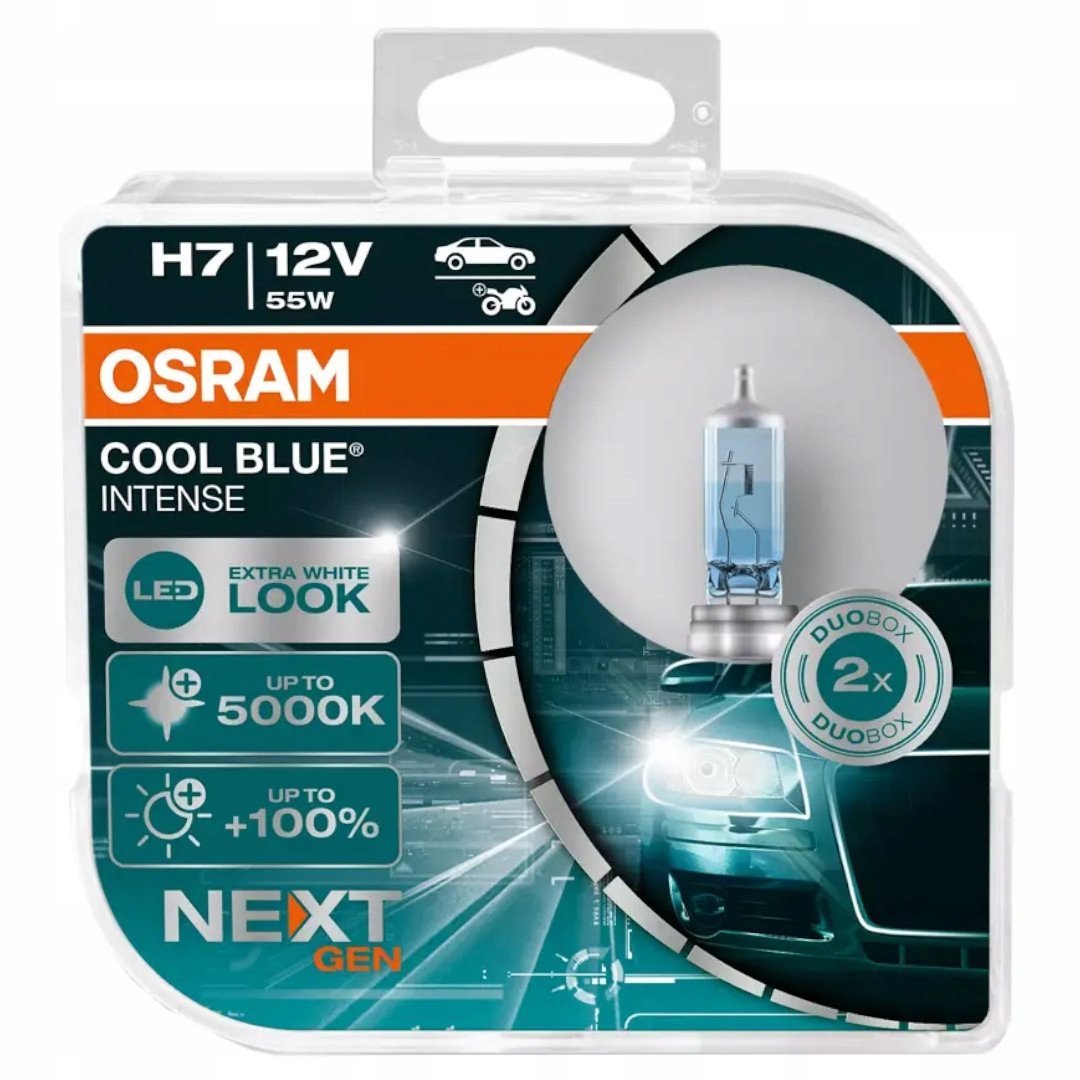 2x H7 Osram Zarówki 5000k Cool Blue Intense Next Gen Duo Box