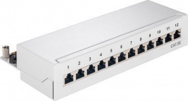 Goobay CAT 5e panel krosowy mini/biurkowy, 12 portów - Wersja kolorystyczna Szary RB93041