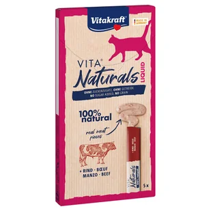 Vitakraft Vita Naturals Liquid Snack, pasta z wołowiną - 5 x 15 g - Przysmaki dla kotów - miniaturka - grafika 1