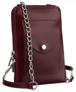 Skórzana torebka damska saszetka na suwak modna listonoszka crossbody z łańcuchem, bordowy - Torebki damskie Skórzana torebka damska saszetka na suwak modna listonoszka crossbody z łańcuchem, bordowy - Torebki damskie - miniaturka - grafika 1
