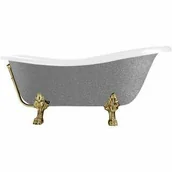 Wanny - Besco WKO-170-GSG OTYLIA GLAM SREBRNA wanna wolnostojąca 170 x 77 nogi złote - miniaturka - grafika 1