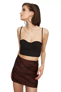 Trendyol Damski biustonosz o regularnym kroju Crop Sweetheart Woven Bustier, Czarny, 10 - Biustonosze - miniaturka - grafika 1