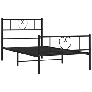 Metalowa rama łóżka z wezgłowiem i zanóżkiem, czarna, 75x190 cm Lumarko! - Łóżka - miniaturka - grafika 3
