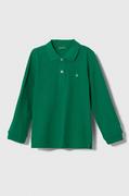 Bluzki dla chłopców - United Colors of Benetton longsleeve bawełniany dziecięcy kolor zielony gładki - miniaturka - grafika 1