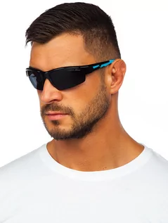 Okulary przeciwsłoneczne - Czarno-niebieskie okulary przeciwsłoneczne Denley MIAMI10 - grafika 1