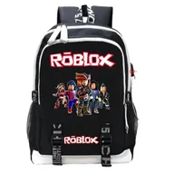 Torebki damskie - Cartoon Roblox Plecak Czarna torba szkolna Duża torba podróżna z portem ładowania USB - miniaturka - grafika 1