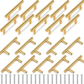 Zawiasy, okucia i inne akcesoria - Zestaw 20 uchwytów do szafek kuchennych ze stali nierdzewnej, uchwyty do mebli kuchennych, rozstaw osi 64 mm, kolor złoty - miniaturka - grafika 1