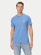 Koszulki męskie - Tommy Jeans T-Shirt DM0DM22538 Niebieski Slim Fit - miniaturka - grafika 1