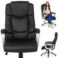 Fotele i krzesła biurowe - Krzesło Biurowe Obrotowe Fotel Biurowy Obrotowy Do Biurka Czarny BRAVO - miniaturka - grafika 1