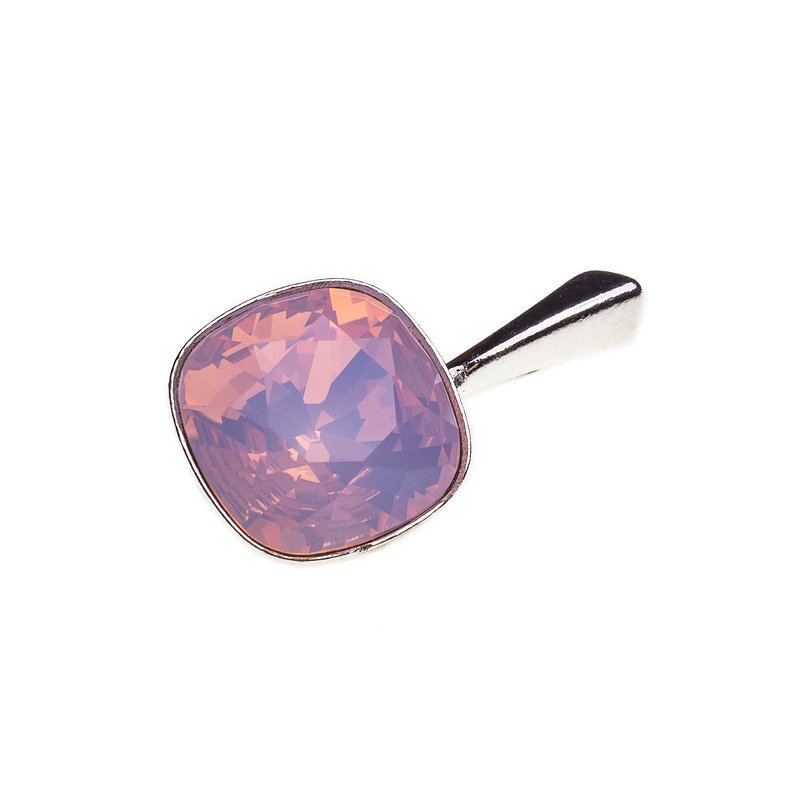 Wisiorek srebrny 925 z kryształami Swarovski Square 10mm Rose Water Opal