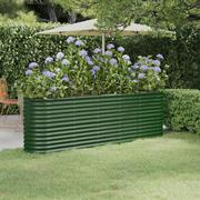 Donice - vidaXL Donica ogrodowa, malowana proszkowo stal, 224x40x68 cm, zielona - miniaturka - grafika 1