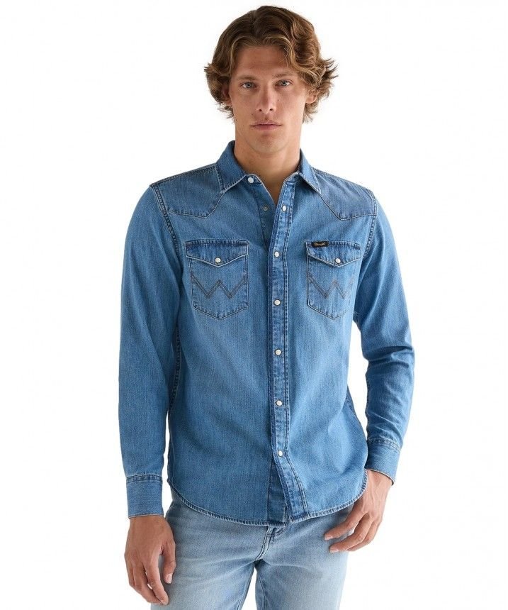 camicie męskie wrangler 112378393 light wash