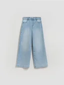 Spodnie i spodenki dla dziewczynek - Reserved - Elastyczne jeansy wide leg - niebieski - miniaturka - grafika 1