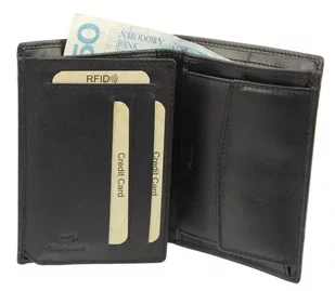 Portfel Męski Skórzany EL FORREST Skóra Bydlęca Duży Pionowy Bez Zapięcia Dwa Skrzydełka RFID CZARNY 896 61 13 x 10 x 3 [cm] - Portfele - miniaturka - grafika 3