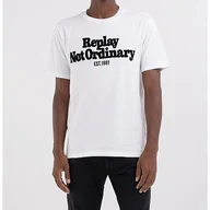 Koszulki męskie - Replay koszulka męska regular fit, 001 White, 3XL - miniaturka - grafika 1