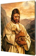 Ikony i obrazy sakralne - Jezus Dobry Pasterz - obraz religijny na desce lipowej - miniaturka - grafika 1