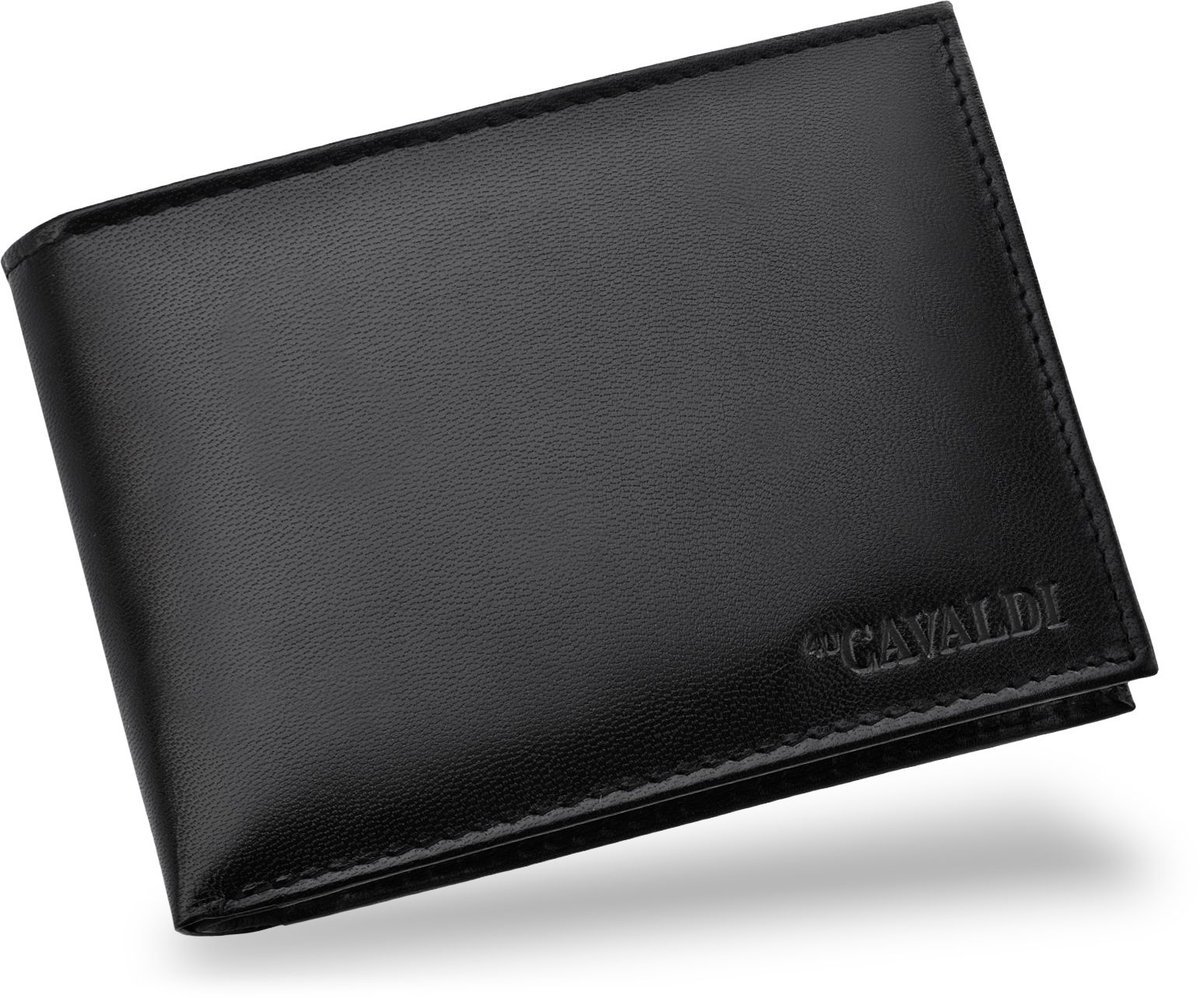 Mały Skórzany Portfel Męski Rozkładany Poziomy Miękka Skóra RFID Czarny