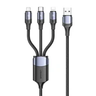 Kable USB - USAMS Kabel U71 3w1 1.2m 6A Fast Charge czarny/black (lightning/microUSB/USB-C) SJ510USB01 (US-SJ510) - miniaturka - grafika 1