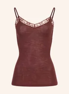 Koszulki i topy damskie - Hanro Top Woolen Lace Z Wełny Merino Z Koronką braun - miniaturka - grafika 1