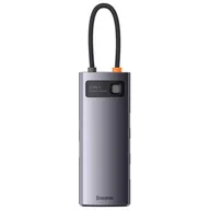 Huby USB - Baseus Metal Gleam Series stacja dokująca HUB 6 w 1 USB Typ C - 1 x HDMI / 3 x USB 3.2 Gen. 1 / 1 x Power Delivery / 1 x VGA szary (WKWG030013) - miniaturka - grafika 1
