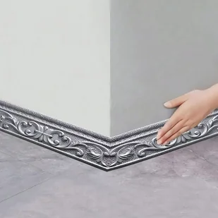 TEMU 1 Rolka 90,55 Cala Nowoczesna Samoprzylepna Listwa Dekoracyjna 3D z Wzorem Kwiatowym, Łatwy Montaż Naklejki na Ściany i Sufity, DIY Ozdoba - Inne - miniaturka - grafika 1