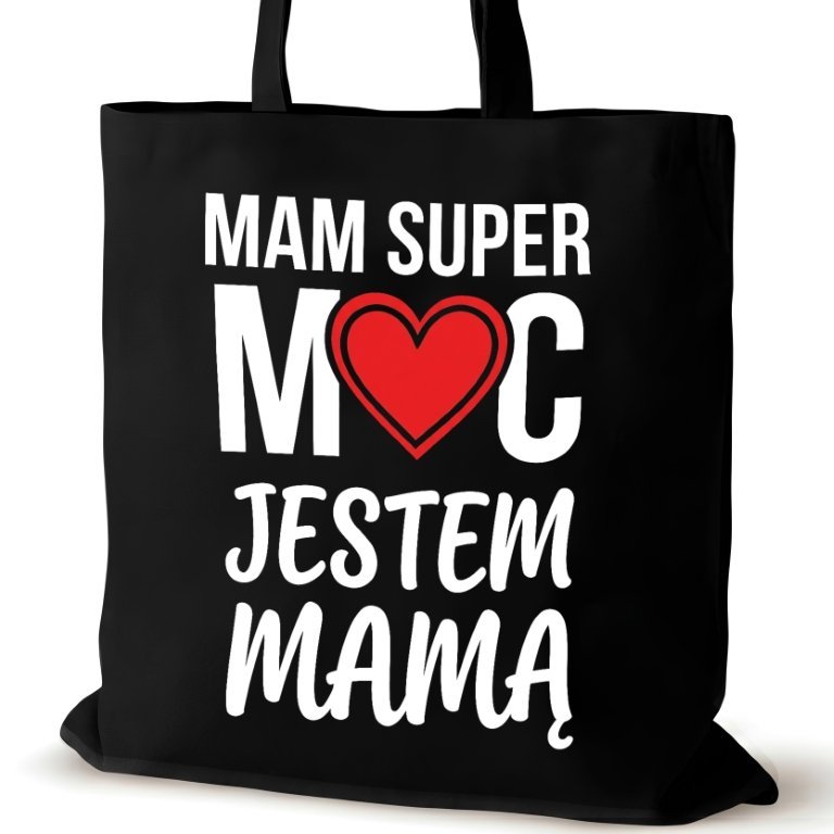 Torba bawełniana dla MAMY na ramię czarna śmieszna walentynki pracy