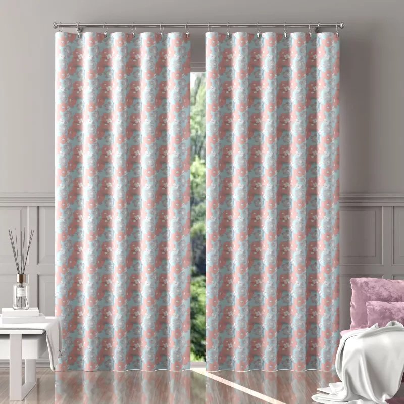 Zasłona gotowa uszyta na taśmie Kwiaty pomarańcz 180x250 cm 250 cm 180 cm