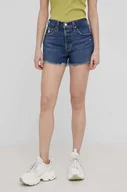 Spodenki damskie - Levi's Levi's szorty jeansowe damskie kolor granatowy gładkie high waist - miniaturka - grafika 1