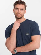 Koszulki męskie - Ombre Męski casualowy t-shirt z naszytą kieszonką - granatowy V10 OM-TSCT-0109 M - miniaturka - grafika 1