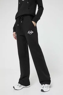 Spodnie damskie - Love Moschino spodnie dresowe kolor czarny - grafika 1