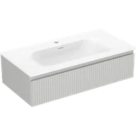 Szafki łazienkowe - Mexen Rivel szafka łazienkowa 90 cm z umywalką Vela, 1 szuflada, ryflowana , szara mat/biała mat - 91A20-09023-1-BF62-W23M01 - miniaturka - grafika 1