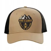 Czapki i chusty sportowe męskie - CZAPKA Z DASZKIEM Trucker Beżowa Oddychająca W Góry BORN TO WANDER Wzory - miniaturka - grafika 1