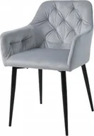Krzesła - Krzesło tapicerowane do jadalni welurowe JULIA2 szare - miniaturka - grafika 1