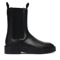 Botki damskie - Sztyblety Calvin Klein Convate Welt Chelsea Lth YW0YW01905 Czarny - miniaturka - grafika 1