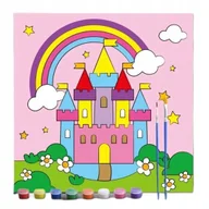 Zabawki kreatywne - OBRAZ OBRAZEK DO MALOWANIA DLA DZIECI 30X30 CM ZAMEK ZESTAW Z FARBAMI - miniaturka - grafika 1