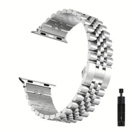 Akcesoria do smartwatchy - TEMU Kompatybilna bransoleta do Apple Watch Ultra 2/Seria 10/9/8/7/6, Stalowa, Wytrzymała Pasek z Zapięciem Motylkowym, Złoty Metalowy Łańcuszek, - miniaturka - grafika 1