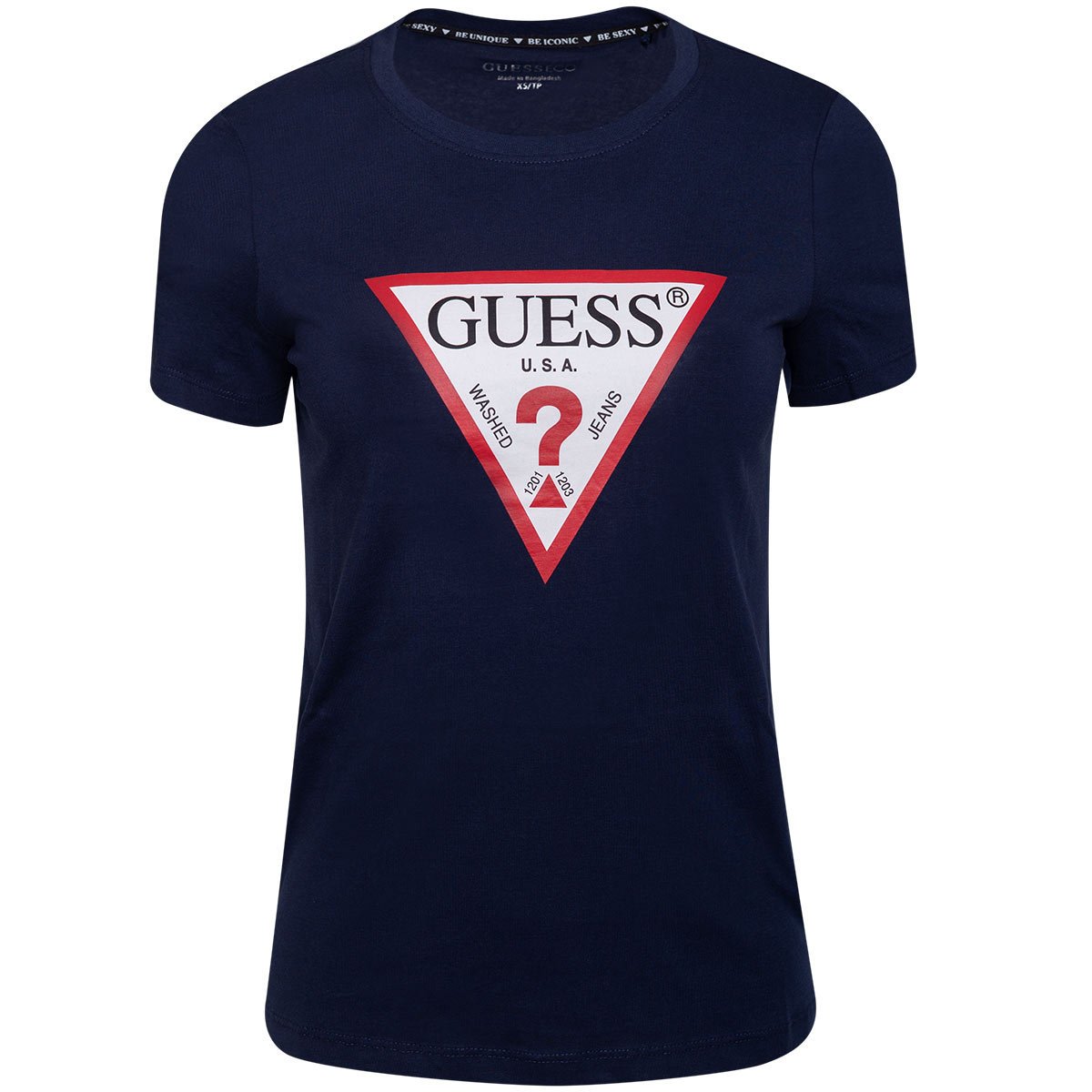 GUESS KOSZULKA DAMSKA T-SHIRT SS CN ORIGINAL TEE GRANATOWA r.L