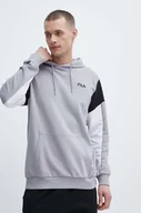 Bluzy męskie - Fila bluza Truden męska kolor szary z kapturem wzorzysta FAM0622 - miniaturka - grafika 1