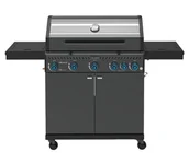 Grille gazowe - VELACO Grill gazowy ogrodowy ZEUS-D 146x53x112 cm z rusztem żeliwnym pokrywą i półkami o mocy 17,5 KW kolor CZARNY - miniaturka - grafika 1