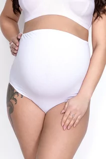 Bielizna ciążowa - Figi ciążowe zakrywające brzuch MAMA BELLY - białe - grafika 1