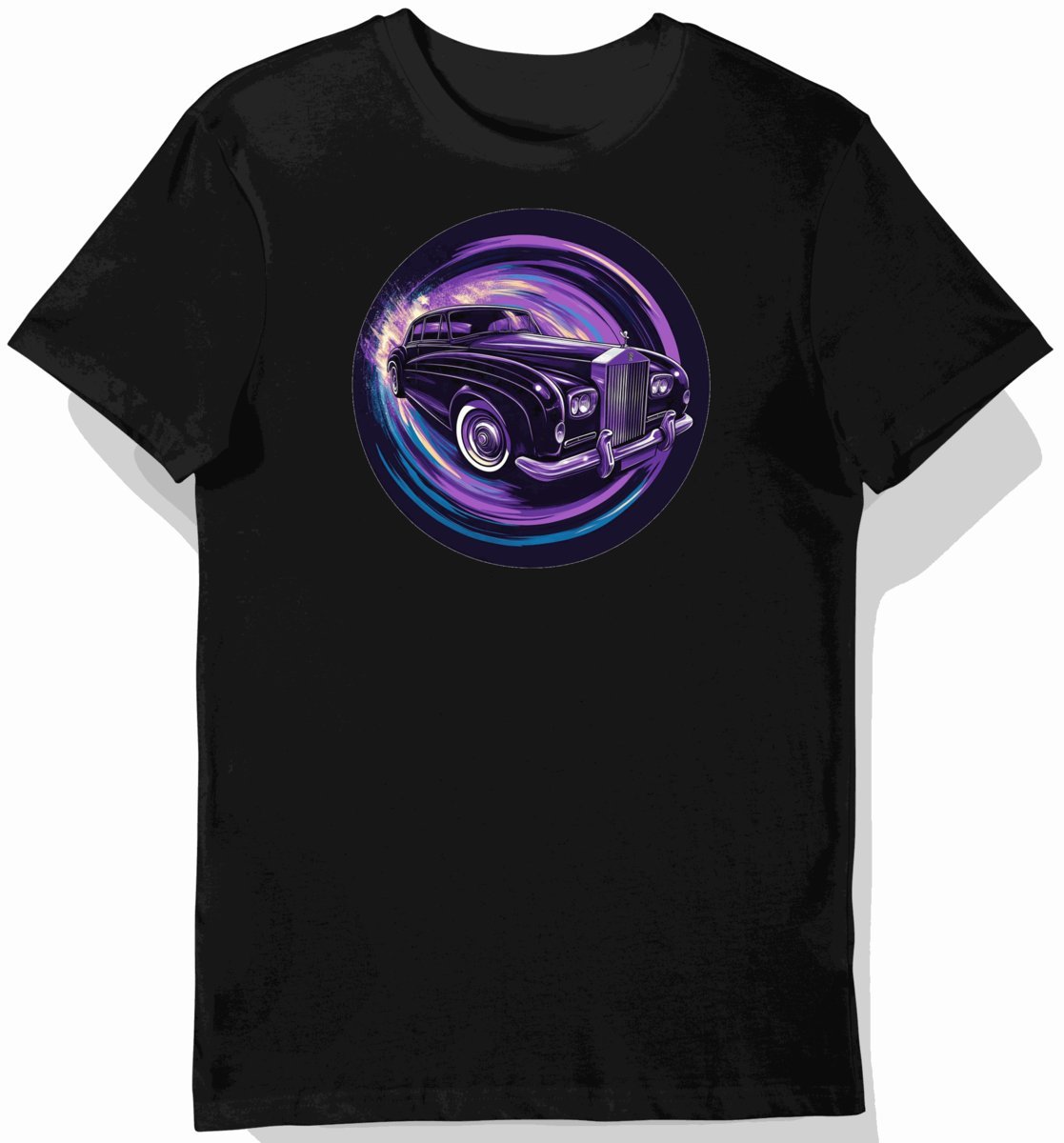 Koszulka męska czarna z motywem klasycznego Rolls Royce M