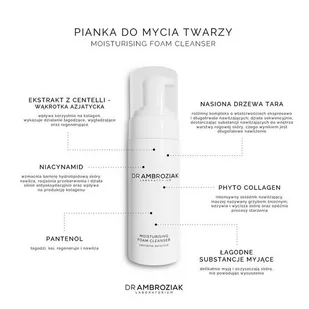 Dr Ambroziak Moisturising Foam Cleanser Pianka myjąca 150 ml - Pianki do mycia twarzy - miniaturka - grafika 2