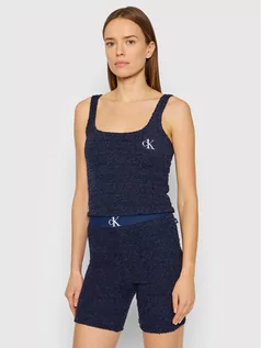 Piżamy damskie - Calvin Klein Underwear Koszulka piżamowa 000QS6721E Granatowy Regular Fit - grafika 1