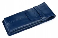 Piórniki - Piórnik Skórzany Etui na Pióro Długopisy Granatowy - miniaturka - grafika 1