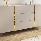 Komody - Komoda 2-drzwiowa z 3 szufladami - Beżowy i Złoty - MARZIALO - miniaturka - grafika 1