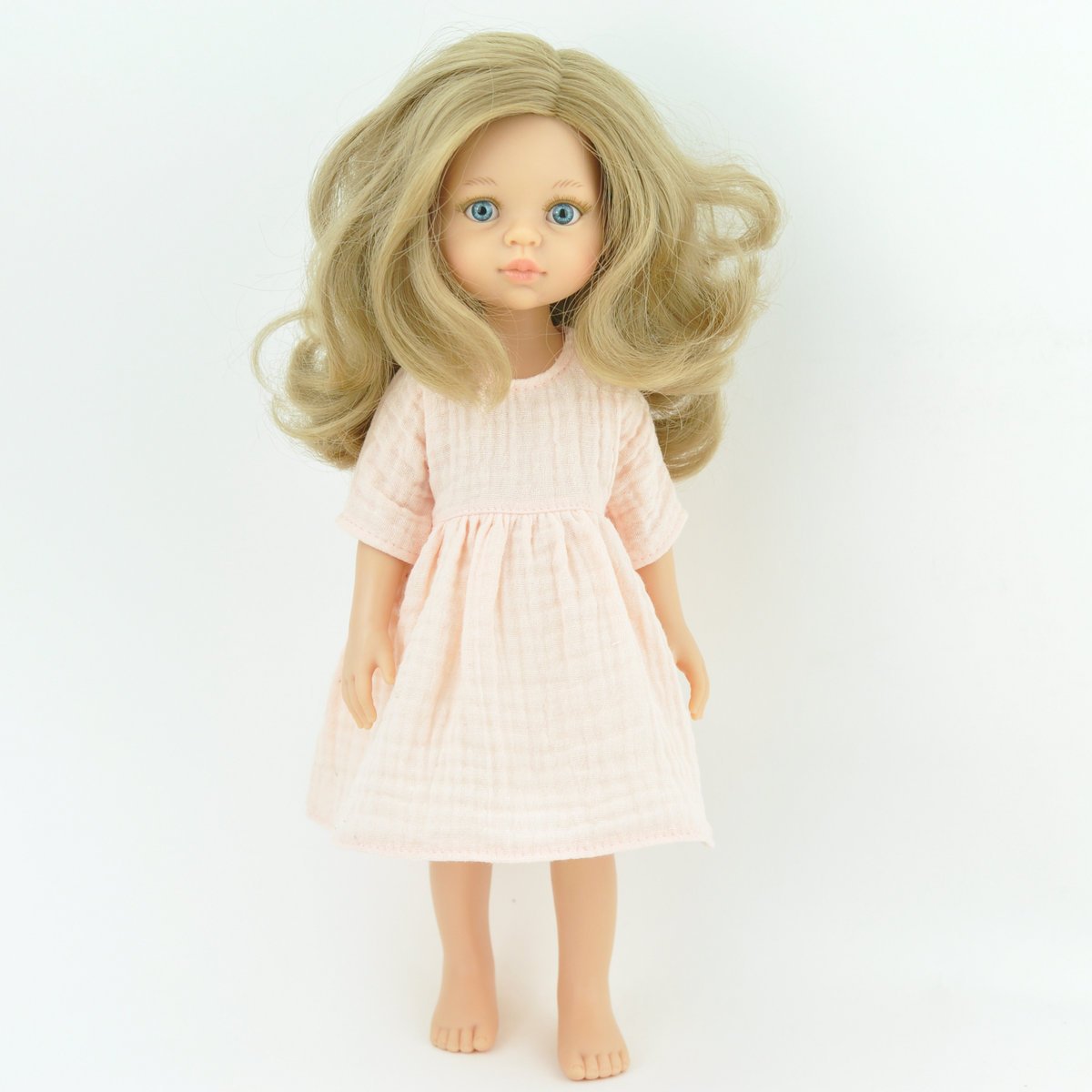 Sukienka muślinowa dla lalki Paola Reina Amigas 32 cm, La Lalla 32 cm, brzoskwiniowa