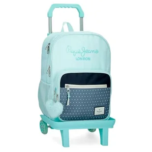 Pepe Jeans Dalma Plecak szkolny z podwójną komorą z wózkiem niebieski 30x40x13 cm Poliester by Joumma Bags, Niebieski, 30x40x12 cms, Dwukomorowy plecak szkolny z wózkiem - Plecaki szkolne i tornistry - miniaturka - grafika 1
